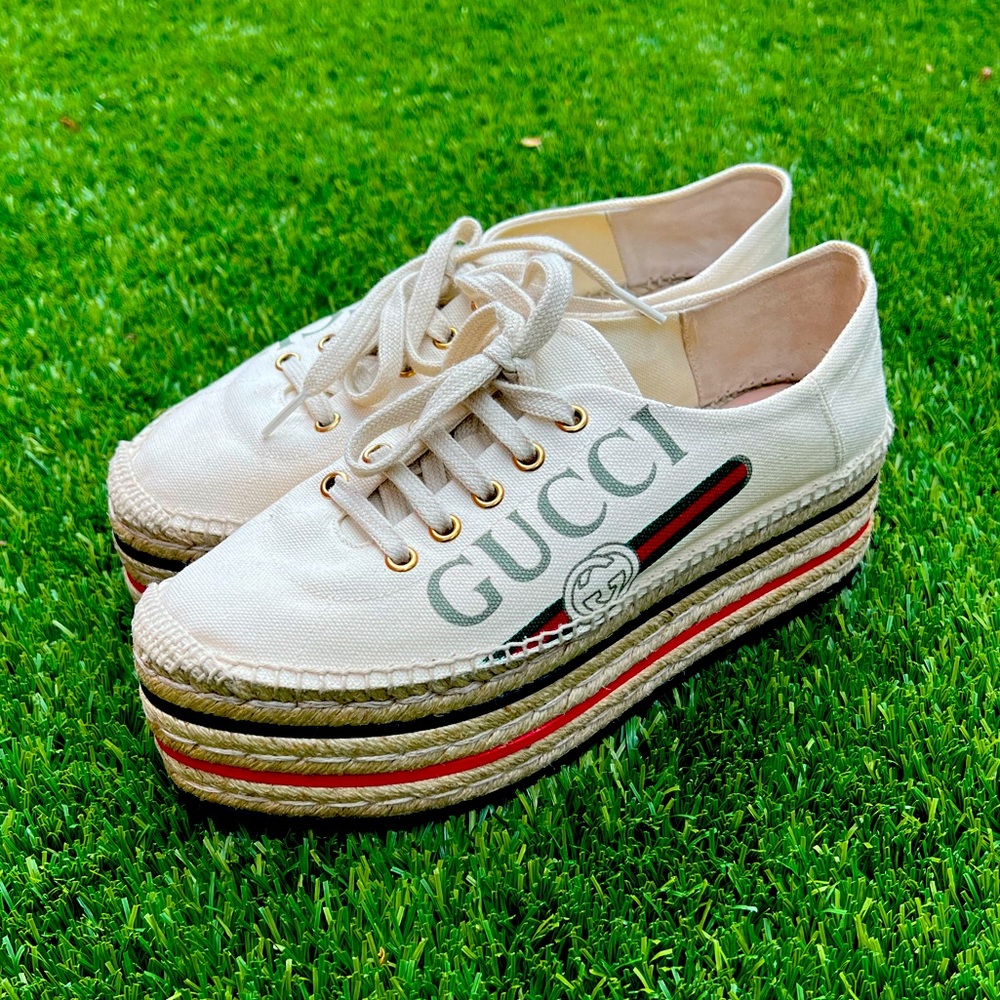 Gucci Platform Lace Up Espadrilles